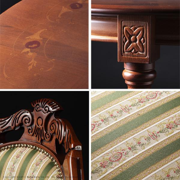 イタリア 家具 ヴェローナクラシック ダイニング5点セット:テーブル幅110cm+チェア-グリーン4脚 猫脚 輸入家具 アンティーク風 イタリア製 おしゃれ 在宅 |  | 03