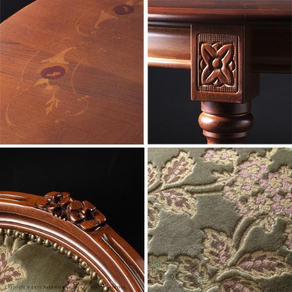 イタリア 家具 ヴェローナクラシック ダイニング5点セット:テーブル幅110cm+チェア-金華山4脚 猫脚 輸入家具 アンティーク風 イタリア製 おしゃれ 高級感 在宅 |  | 03