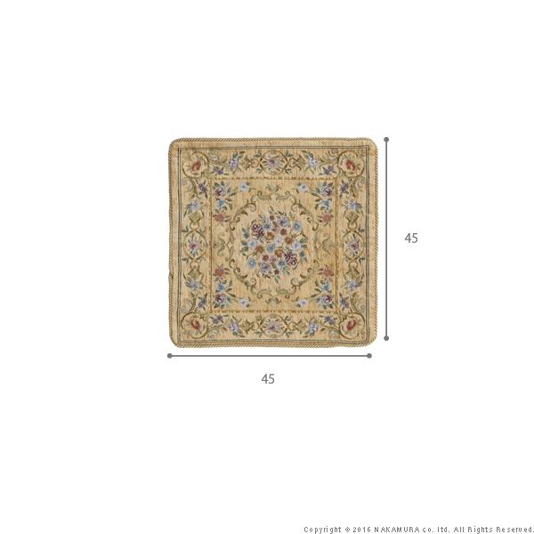 クッション 45×45cm イタリア製ジャガード織りクッションカバー 〔フラワーガーデン〕 45x45cmサイズ用 中身付き 花柄 |  | 02