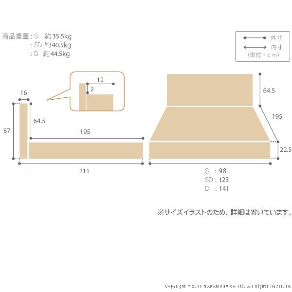 フランスベッド ライト・棚付きベッド-グラディス- ダブル ベッドフレームのみ | フランスベッド | 02