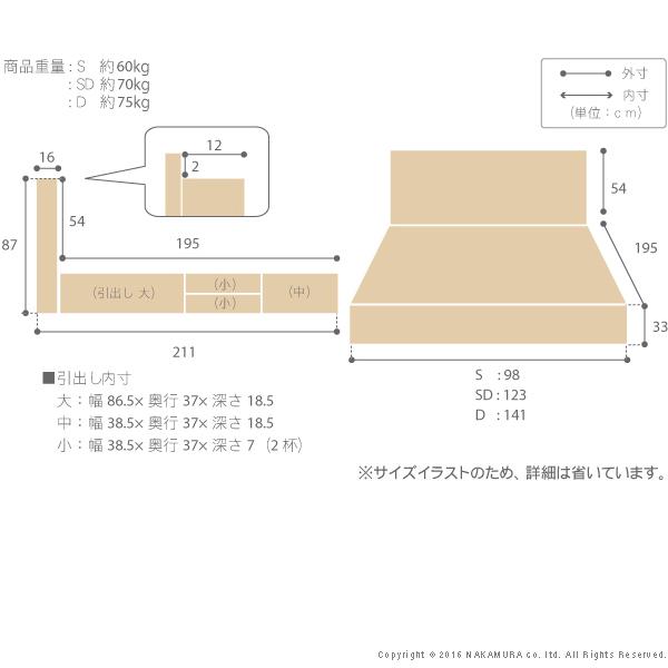 フランスベッド ライト・棚付きベッド-グラディス- 深型引出しタイプ シングル ベッドフレームのみ | フランスベッド | 02
