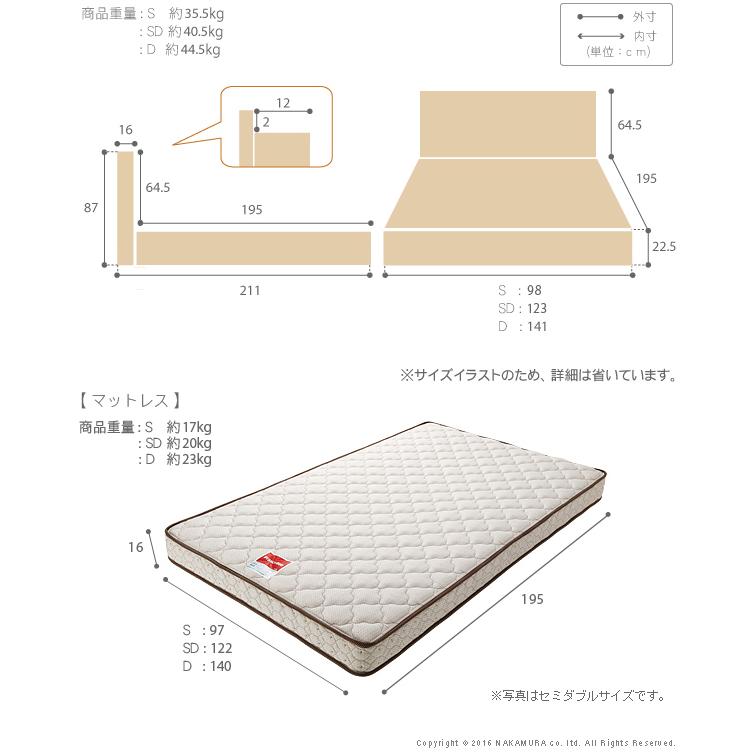 フランスベッド ライト・棚付きベッド-グラディス- ダブル マルチラススーパースプリングマットレスセット | フランスベッド | 02