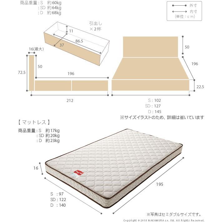 フランスベッド シングル ライト・棚付きベッド 〔クレイグ〕 引き出し付き シングル マルチラススーパースプリングマットレスセット 収納 | フランスベッド | 02