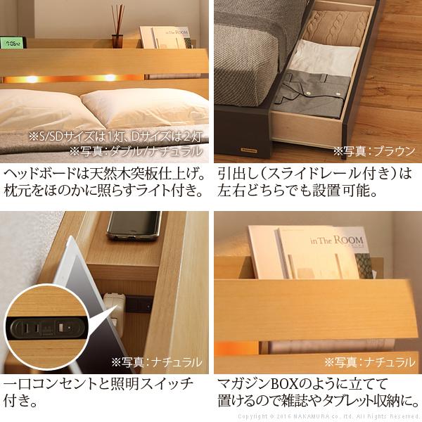 フランスベッド ライト・棚付きベッド-ウォーレン- 引出しタイプ シングル マルチラススーパースプリングマットレスセット | フランスベッド | 02