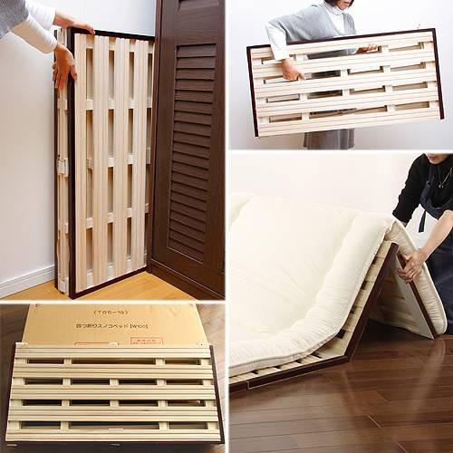 桐天然木四つ折りすのこベッドLucht +R〔ルフト プラス アール〕 シングル すのこベッド 折りたたみ シングル |  | 02