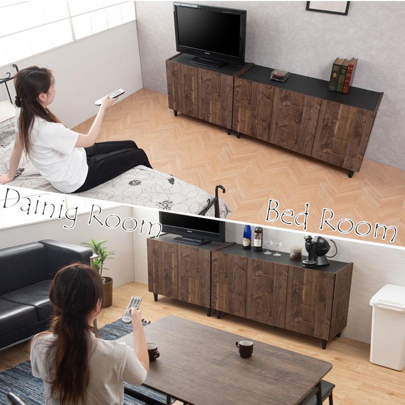 リビングキャビネット 幅118 日本製 完成品 サイドラック サイドボード キャビネット ブラウン 木製 北欧 ヴィンテージ モダン 収納棚 リビング おしゃれ 扉付き | ブランド登録なし | 09