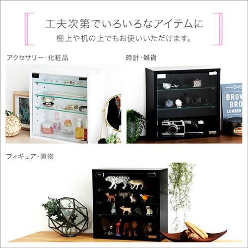 コレクションキューブラック　浅型タイプ ガラス扉 コレクションケース ブラック ホワイト ディスプレイケース ディスプレイラック 飾り棚 おしゃれ 見せる収納 |  | 10
