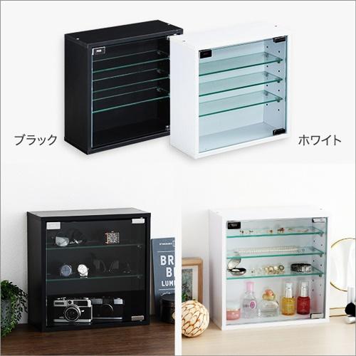 コレクションキューブラック　浅型タイプ ガラス扉 コレクションケース ブラック ホワイト ディスプレイケース ディスプレイラック 飾り棚 おしゃれ 見せる収納 |  | 02