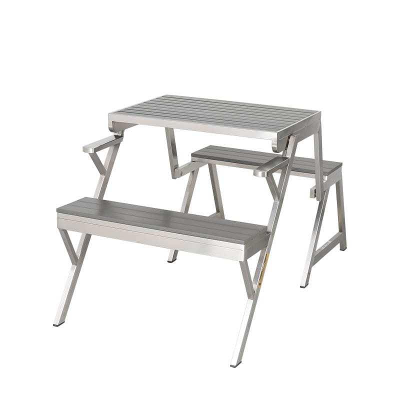 SS TABLE & BENCH SINGLE WPC GRAY ステンレス テーブル & ベンチ シングル WPC グレー ガーデンテーブル ベンチ テラス バルコニー 机 ダイニング｜commitand