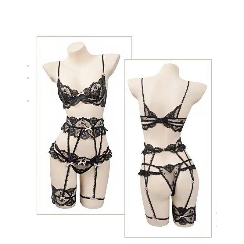 スケスケ ガーターリング付 ブラとショーツセット セクシーランジェリー 下着 透け透け エロ 過激 大人 女性 レディース セクシー【3740】 |  | 07