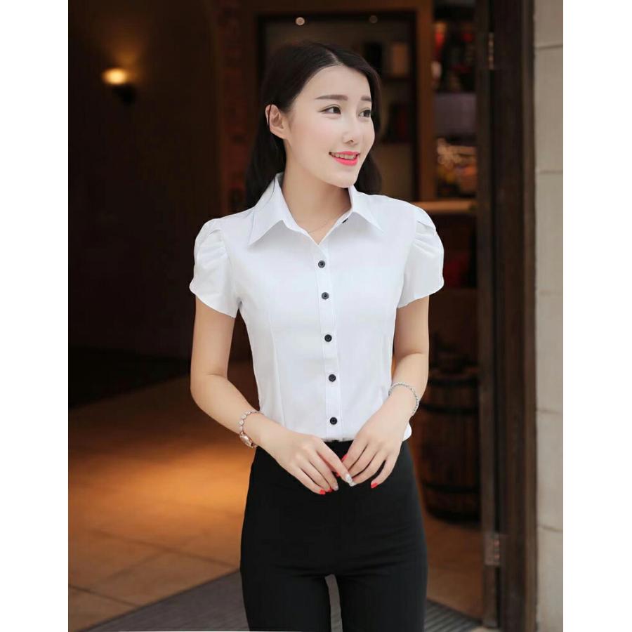 黒ボタン 半袖 ワイシャツ オフィスレディ ol通勤 エロ 過激 大人 女性 レディース セクシー 【5005】 |  | 03