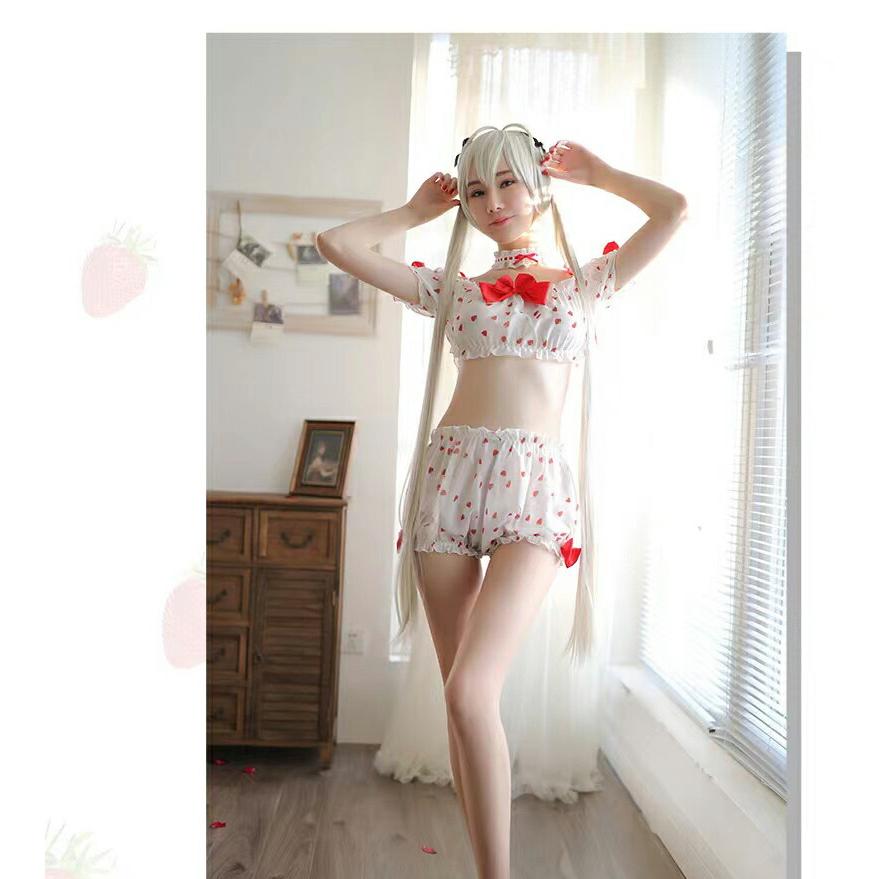 苺柄 トップとパンツセット セクシーランジェリー セクシー女性下着 透け透け 過激 大人 女性 レディース エロい服 コスプレ セクシー【8893】 |  | 06