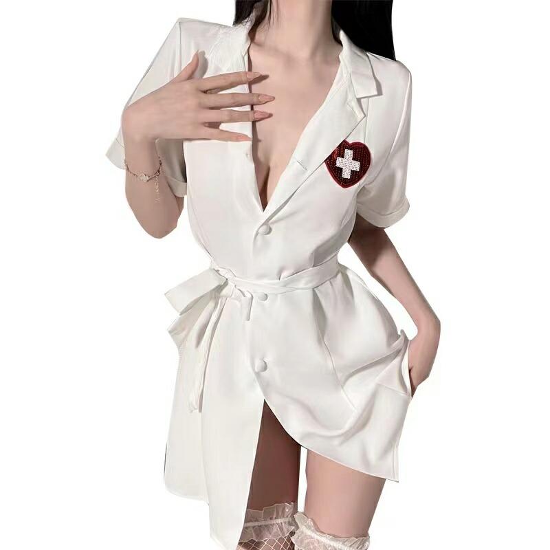 前開きボタン ナース服 コスプレ衣装 ハロウィン 過激 大人 女性 レディース エロい服 コスプレ セクシー【5217/2】 |  | 01