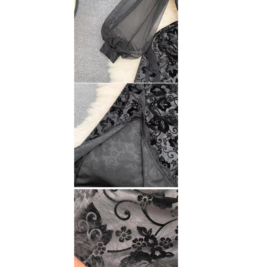 黒色 長袖 ロング丈 ストレッチ チャイナドレス パーティードレス コスプレ衣装 女性 チャイナ服 セクシー コスチューム 仮装 レディース 可愛い【3241】 |  | 08