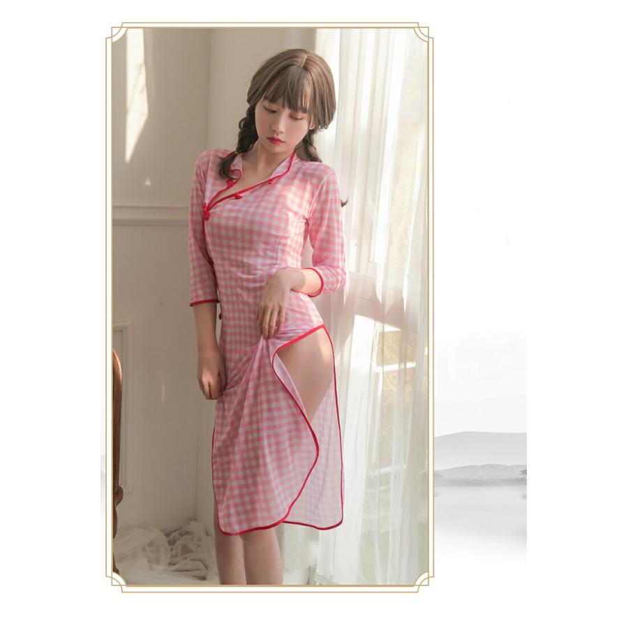 ピンク チェック柄 チャイナドレス風 セクシーランジェリー 女性下着 コスプレ衣装 透け透け チャイナ服 セクシー コスチューム 仮装 レディース 【3235】 |  | 05