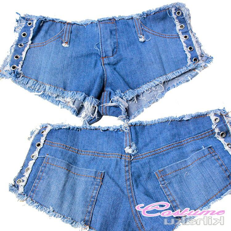 サイド編み上げ デニムショートパンツ ハーフ 短パン スーパー極浅 ショーパン かわいい おしゃれ 美脚 女性【2623】 |  | 03