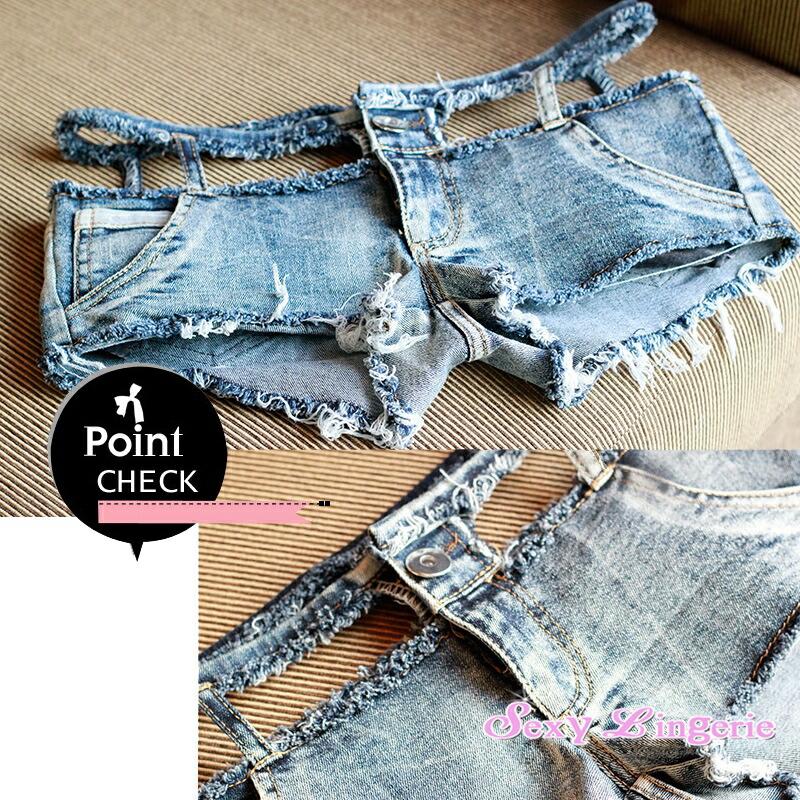 デニムショートパンツ ハーフ 短パン スーパー極浅 ショーパン かわいい おしゃれ 美脚 女性【2650】 |  | 04