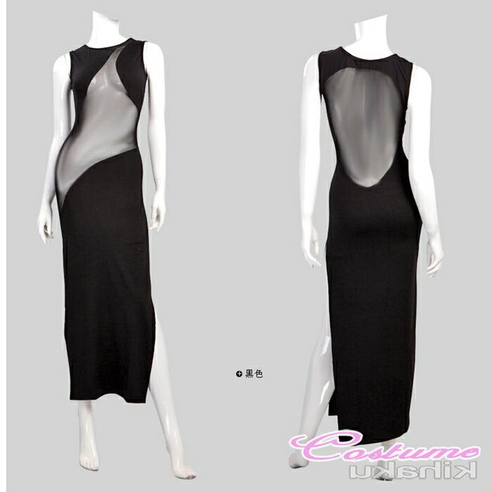 袖なし 黒 ブラック ロング丈ドレス ボディコン 透け透け エロい服 エロ可愛い 過激 大人 女性 レディース セクシー【8587】 |  | 05