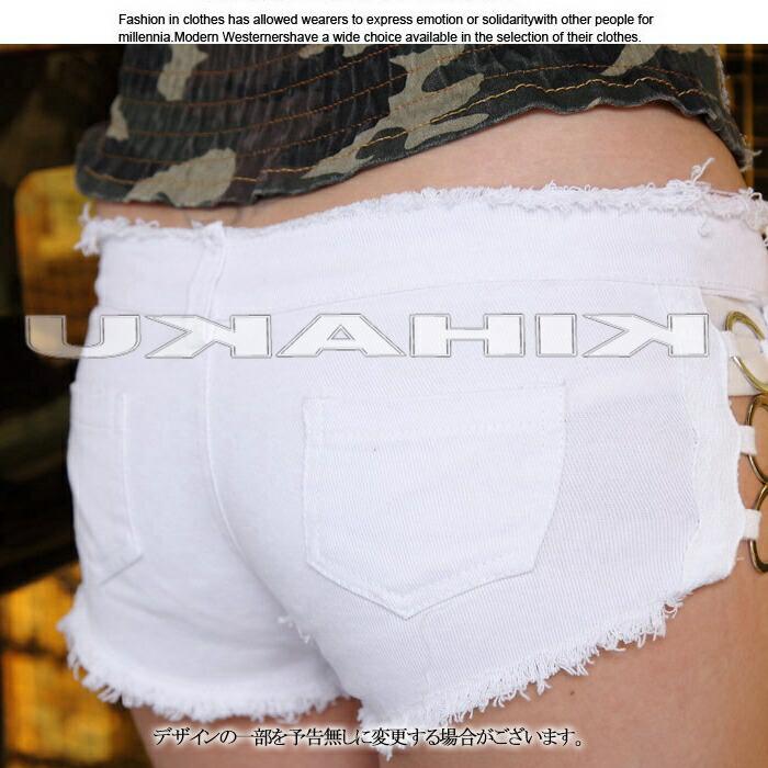 サイドリング デニムショートパンツ ハーフ 短パン スーパー極浅 ショーパン かわいい おしゃれ 美脚 女性【2608/2color】 |  | 04