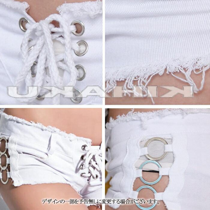 サイドリング デニムショートパンツ ハーフ 短パン スーパー極浅 ショーパン かわいい おしゃれ 美脚 女性【2608/2color】 |  | 05