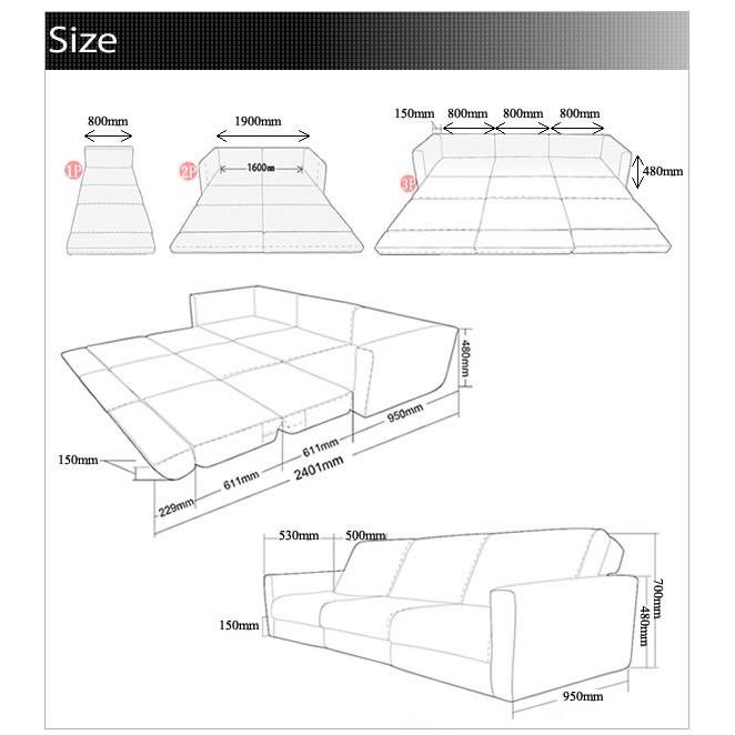 日本製 ポケットコイル ソファベッド 折りたたみ 折り畳み セミシングル ソファベット ローソファー フロアソファー 1P ワイドソファベッド 一人掛け 1人掛け |  | 14