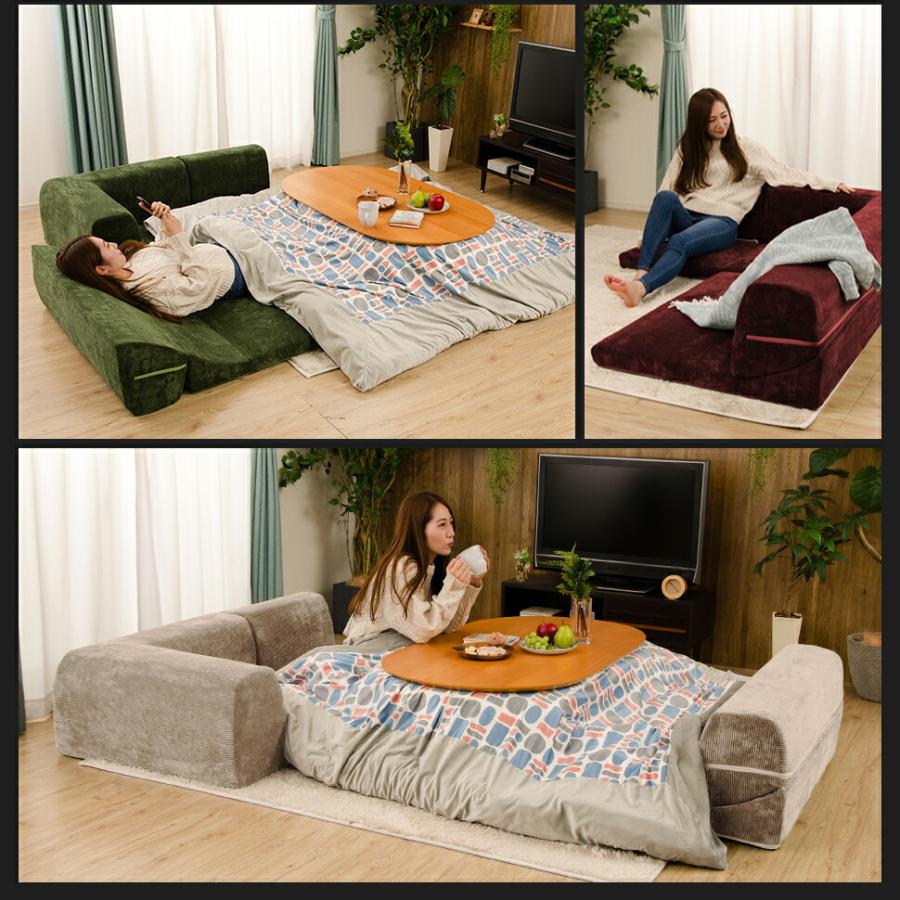 カバーリング L字ソファー 和楽コーナーソファ ヴィンテージ3点セット ヴィンテージ コーデュロイ セパレート リクライニング ローソファー 洗える 軽量 軽い |  | 04