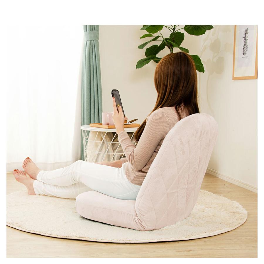 女性の部屋になじむ座椅子 日本製 おしゃれ かわいい 韓国インテリア 1人掛け チェアー リビング リクライニング コンパクト 腰痛 シンプル モダン |  | 02