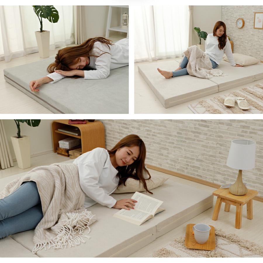 マットレス ダブル 日本製 折りたたみ 3つ折りマット ウレタン 無地 コンパクト おしゃれ 薄型 ベッドマット 体圧分散 来客用 仮眠室 |  | 02