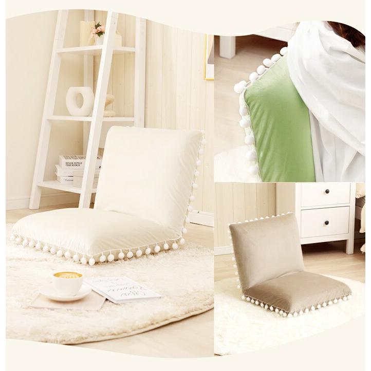 座椅子 ベロア 日本製 ホワイト グレージュ ピンク グレー グリーン ポンポンフリル付き 布張り かわいい 姫系 ヨーロピアン 女の子 フェミニン おしゃれ 一人暮 | ブランド登録なし | 06