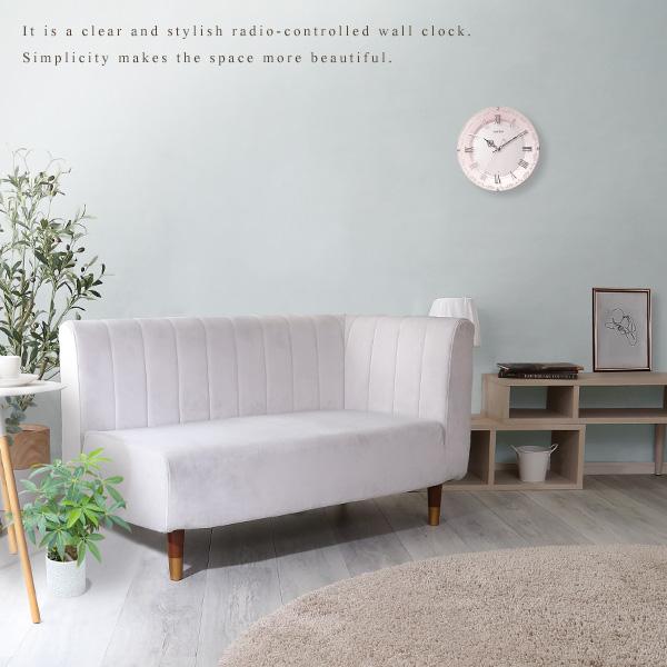 掛け時計 おしゃれ 姫系 かわいい ピンク 電波時計 女の子 クリスタル付留め飾り バラ模様 レディース アナログ時計 電波式 3針 花柄 高級感 RHYTHM リズム |  | 08