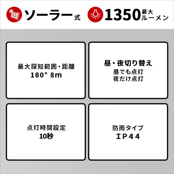 5W×3灯 フリーアーム式LEDソーラーセンサーライト 人感センサー  室外 センサーライト 玄関 防犯グッズ 照明 ソーラー |  | 01