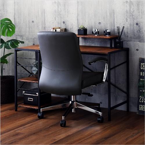 デスクチェア２点セット レザー調 ヴィンテージ 書斎デスク パソコンデスク PCデスク オフィスチェア おしゃれ 北欧 西海岸 かっこいい ブラウン キャメル |  | 09