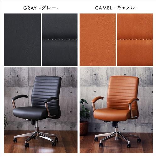 デスクチェア レザー調 ヴィンテージ パソコンチェア キャスター付き ロッキング 高さ調整 高さ調節 グレー キャメル 合皮 合成皮革 アームチェア 肘掛 肘付き |  | 02