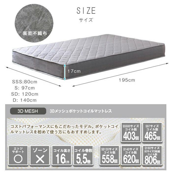 マットレスセット クイーンベッド 収納付き 引き出し収納付き ポケットコイルマットレス クイーン/RUES【ルース】 宮棚付き |  | 19