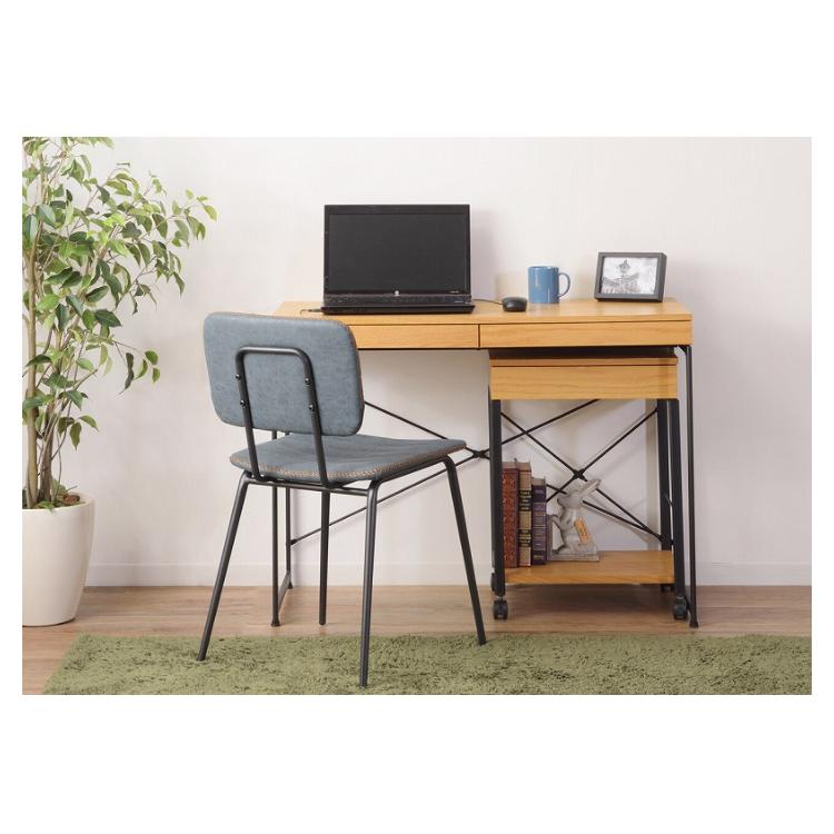 デスク スチール×木目 引出し付きデスク おしゃれ パソコンデスク 書斎机 学習デスク 引き出し収納付き ヴィンテージ スタイリッシュ 幅100cm スリム 木目 |  | 03