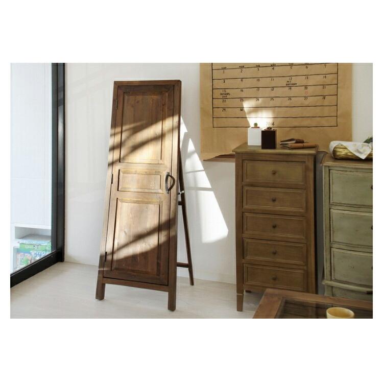 天然木ドアミラー スタンドミラー 鏡 全身 姿見 リビング アンティーク調 飛散防止 木製 シック クラシック Sole 収納付きヴィンテージ風 大型 スリム 玄関 寝室 |  | 02