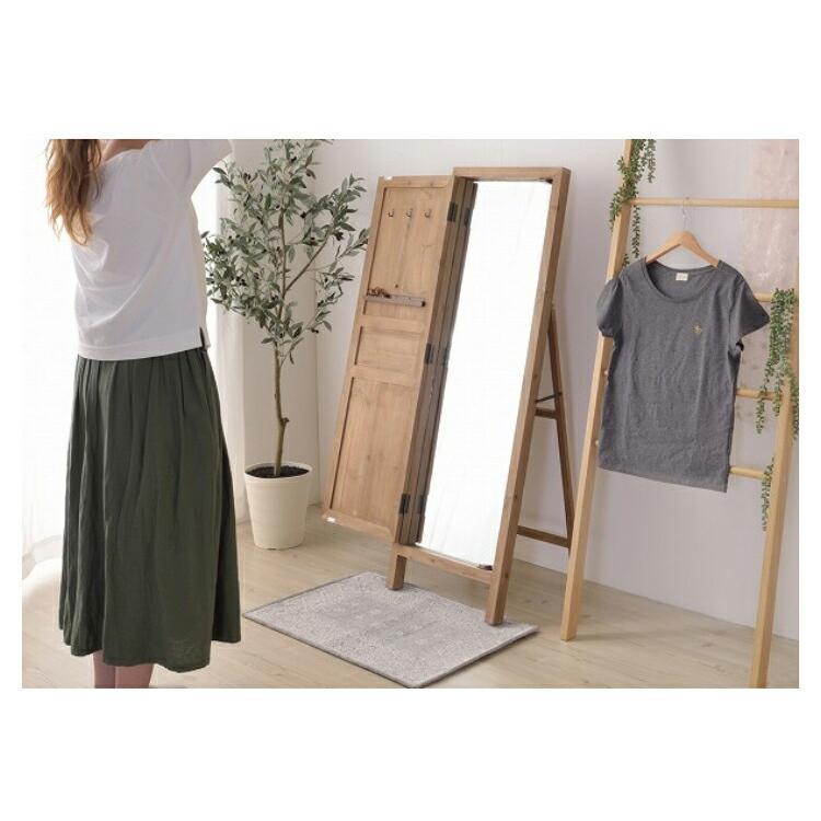 天然木ドアミラー スタンドミラー 鏡 全身 姿見 リビング アンティーク調 飛散防止 木製 シック クラシック Sole 収納付きヴィンテージ風 大型 スリム 玄関 寝室 |  | 05