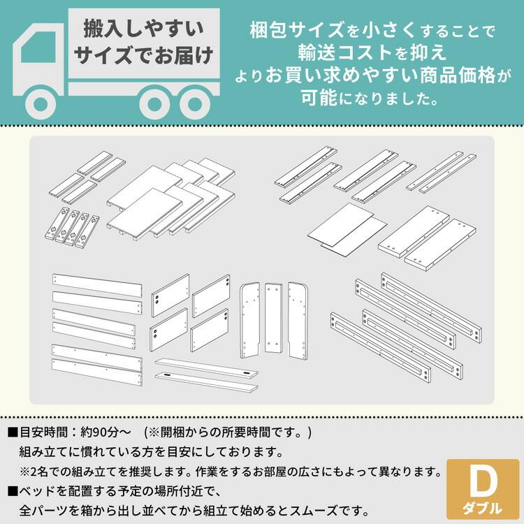ベッドフレーム ダブル ベッド D ヘッドボード ダブルサイズ フレーム 収納 引出し ベッド下 コンセント付き USBポート付き 収納スペース 木製 棚 宮 ベット |  | 12
