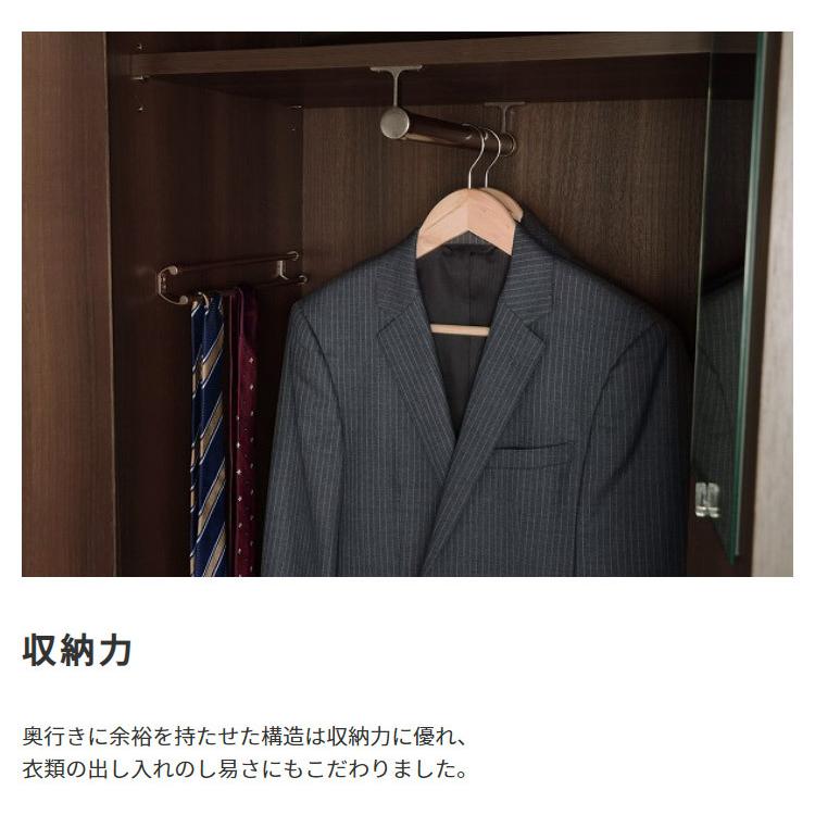 国産 木製ワードローブ ミラー付き クローゼット 幅60 高さ182 棚付き 鍵付き大容量収納 ハンガーラック 洋服ラック 洋服 洋服収納 衣類 洋服掛け タンス 箪笥 |  | 04