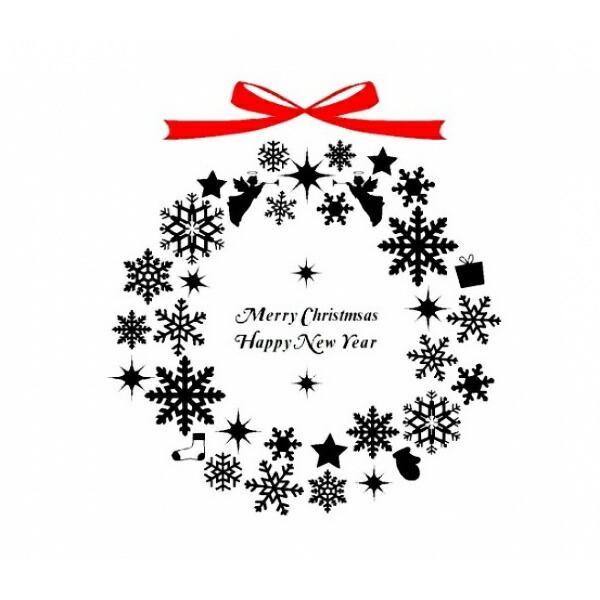 ウォールステッカー 転写式 クリスマスリース 大 おしゃれ かわいい Christmas Xmas 壁シール 北欧 子ども部屋 インテリア 賃貸OK 一体感 シンプル | 