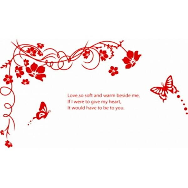 ウォールステッカー 壁ステッカー バタフライ レッド 蝶 北欧 アンティーク おしゃれ かわいい 赤色 姫系 レトロ インテリア 壁シール 壁紙ステッカー | 