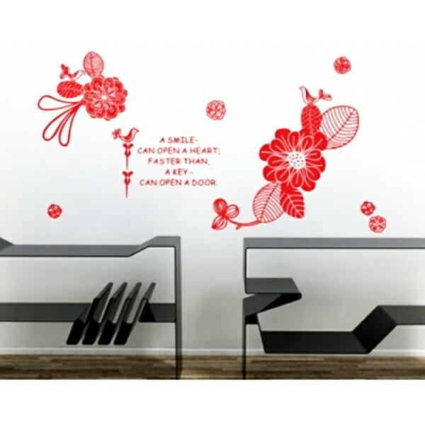 ウォールステッカー 壁ステッカー フラワーバード ピンク おしゃれ かわいい 北欧 カントリー 花柄 レトロ インテリア 壁シール 壁紙ステッカー | 