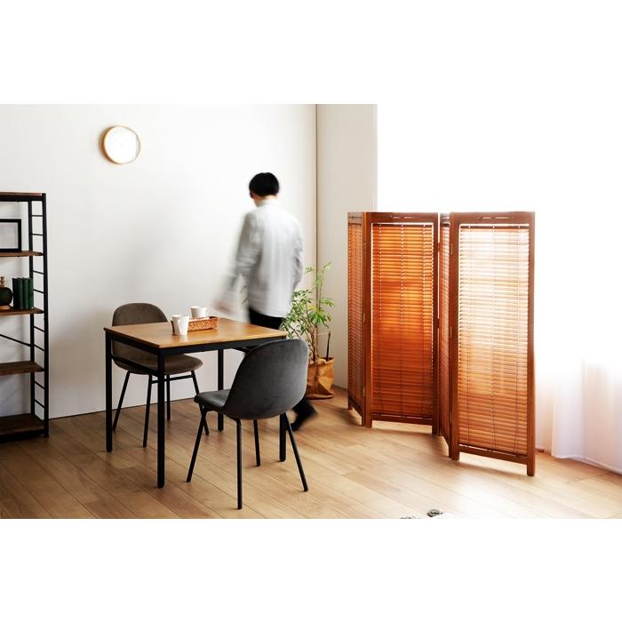 パーティション 4連 衝立 和モダン アジアン ルーバー ブラインド 木製 間仕切り 目隠し つい立て 和風 レトロ 天然木 ナチュラル ブラウン 玄関 リビング 自立 | ブランド登録なし | 01