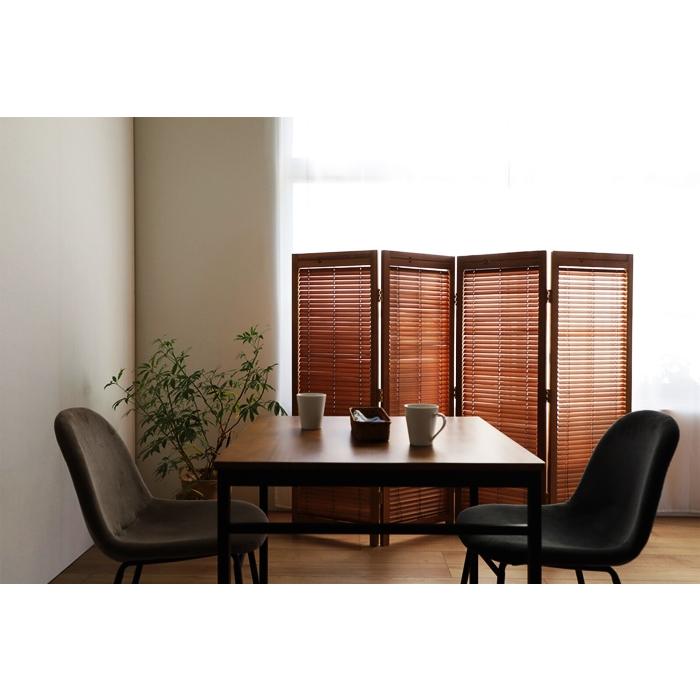パーティション 4連 衝立 和モダン アジアン ルーバー ブラインド 木製 間仕切り 目隠し つい立て 和風 レトロ 天然木 ナチュラル ブラウン 玄関 リビング 自立 | ブランド登録なし | 02