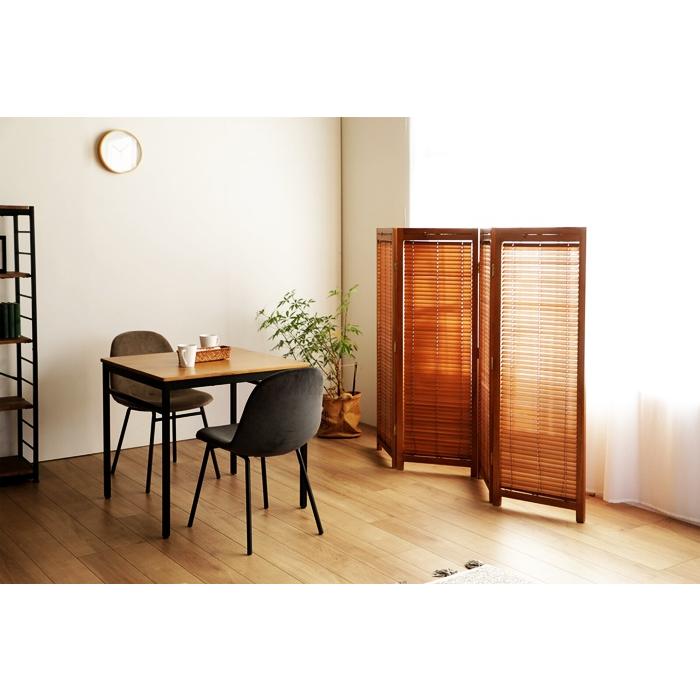 パーティション 4連 衝立 和モダン アジアン ルーバー ブラインド 木製 間仕切り 目隠し つい立て 和風 レトロ 天然木 ナチュラル ブラウン 玄関 リビング 自立 | ブランド登録なし | 03