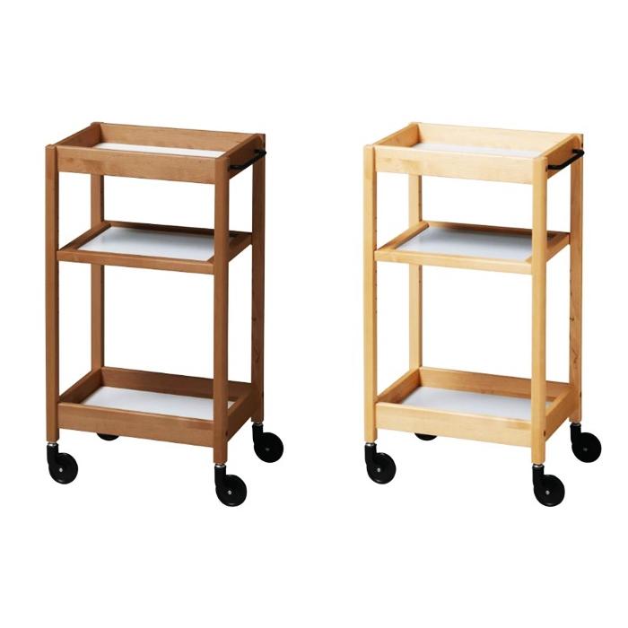 トレーワゴン 3段 幅44cm キッチンワゴン 木製 キッチントレー 取っ手 ブラウン ナチュラル レトロ キャスター付き 配膳 台所ワゴン 天然木 北欧 和モダン | ブランド登録なし | 01