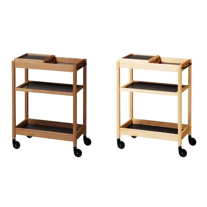 トレーワゴン 3段 幅60cm トレー付き キッチンワゴン 木製 キッチントレー ブラウン ナチュラル レトロ キャスター付き 配膳 天然木 北欧 和モダン ベッドサイド | ブランド登録なし | 01