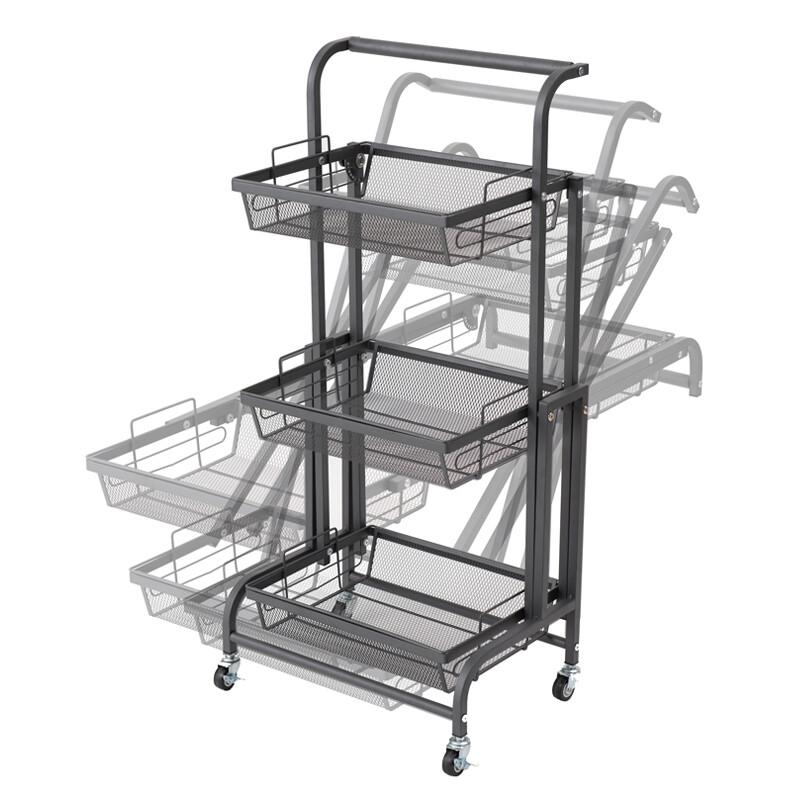 マルチワゴン ROBUST キッチンワゴン ディスプレイワゴン おしゃれ キャスター付き 角度調整 小物入れ スチール カゴ3段 |  | 11