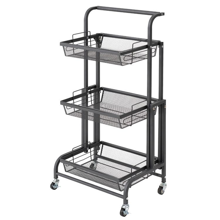 マルチワゴン ROBUST キッチンワゴン ディスプレイワゴン おしゃれ キャスター付き 角度調整 小物入れ スチール カゴ3段 |  | 16