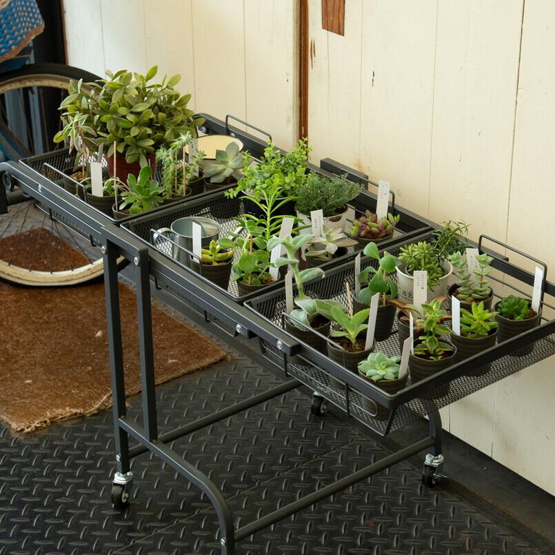 マルチワゴン ROBUST キッチンワゴン ディスプレイワゴン おしゃれ キャスター付き 角度調整 小物入れ スチール カゴ3段 |  | 01